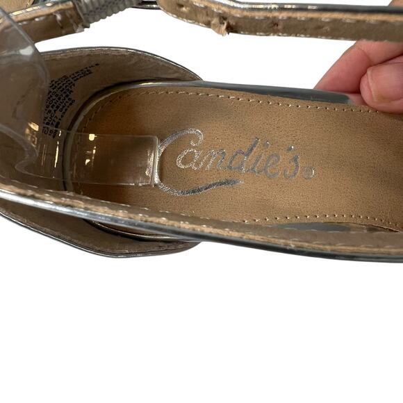 Candie's Open Toe Metallic Pumps Ankle Strap  Evening Formal Party Shoe 6.5 - Picture 9 of 11